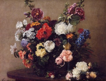 アンリ・ファンタン・ラトゥール Painting - 多彩な花の花束 アンリ・ファンタン・ラトゥール